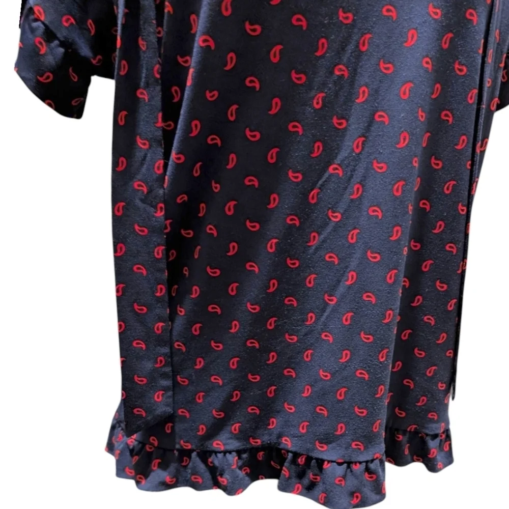 Michael Michael Kors Top Dark Coquette Y2K Womens S Ruffle Bow Feminine Navy Red - Picture 7 of 10